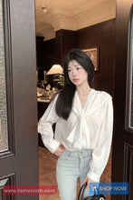 Long Sleeve Sailor Collar Lace Blouse Shirt