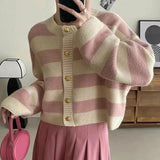 Long Sleeve Striped Knitted Cardigan Sweater