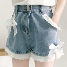 Cute Lace Bow Denim Shorts Jeans