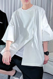 Loose Three Quarter Sleeve Irregular Button Men Shirts