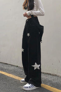 Retro Stars Pattern Black Jeans Pants