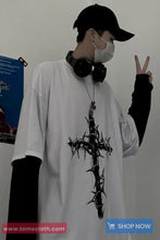 Long Sleeve Two Colors Cross of Thorns Printed Hip Hop Shirt