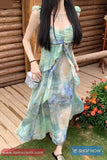 Vacation Style Tie Dye Pattern Long Dress