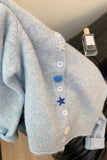 Long Sleeve O-Neck Starfish Button Cardigan Sweater