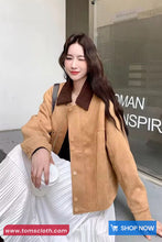 Long Sleeve Turn Down Collar Faux Suede Winter Jacket