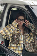 Loose Long Sleeve Plaid Colors Combination Blouse Shirt