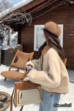 Long Sleeve Two Sided Style Suede Faux Lamb Coat Jacket