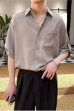 Half Sleeve Solid Colors Men Blouse Shirt