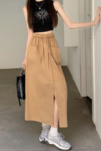 Front Split Cargo Pockets Long Skirts