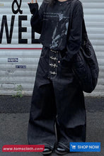 Loose Hip Hop Style Wide Leg Black Jeans Pants