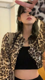 Long Sleeve Leopard Pattern Cropped Thin Cardigan