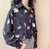 Long Sleeve Angel Pattern Blouse Shirt