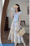 Retro Floral Pattern A-Line Chiffon Skirts