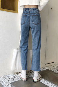 High Waist Slim Ankle Length Tassel Jeans Pants