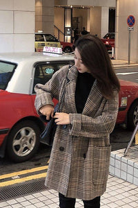 Loose Elegant Plaid Woolen Coat Jacket