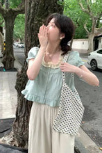Puff Sleeve Sweet Ruffles Cropped Shirts