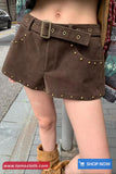 Low Waist Retro Suede Style Shorts