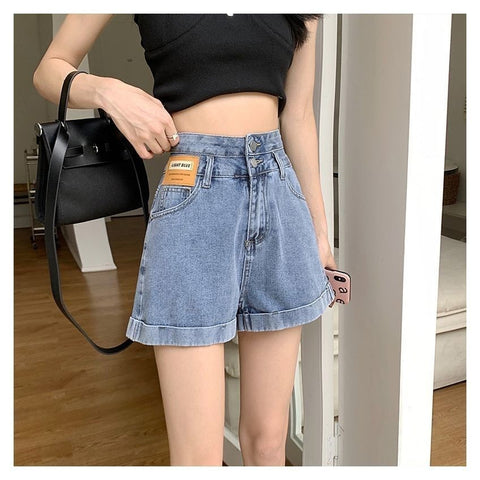 High Waist Simple Colors Denim Shorts