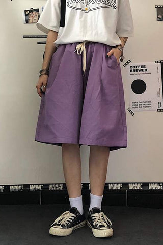 Loose Knee Length Basic Short Pants