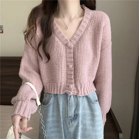 V-Neck Button Up Knitted Cardigan Sweater