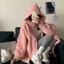 Long Sleeve Zipper Hooded Knitted Sweater