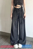 High Waist Dark Grey Women Jeans Pants