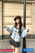 Long Sleeve Striped Cute Bow Knitted Sailor Collar Sweater