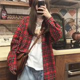 Long Sleeve Red Plaid Colors Shirt