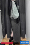 High Waist Elegant Woolen Back Slit Skirts