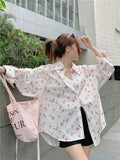 Long Sleeve Pink Floral Sweet Blouse Shirt