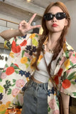 Short Sleeve Cute Floral Printed Blouse Shirt