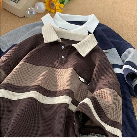 Vintage Turn Down Collar Striped Shirt