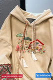 Loose Retro Embroidered Tassel Hoodies