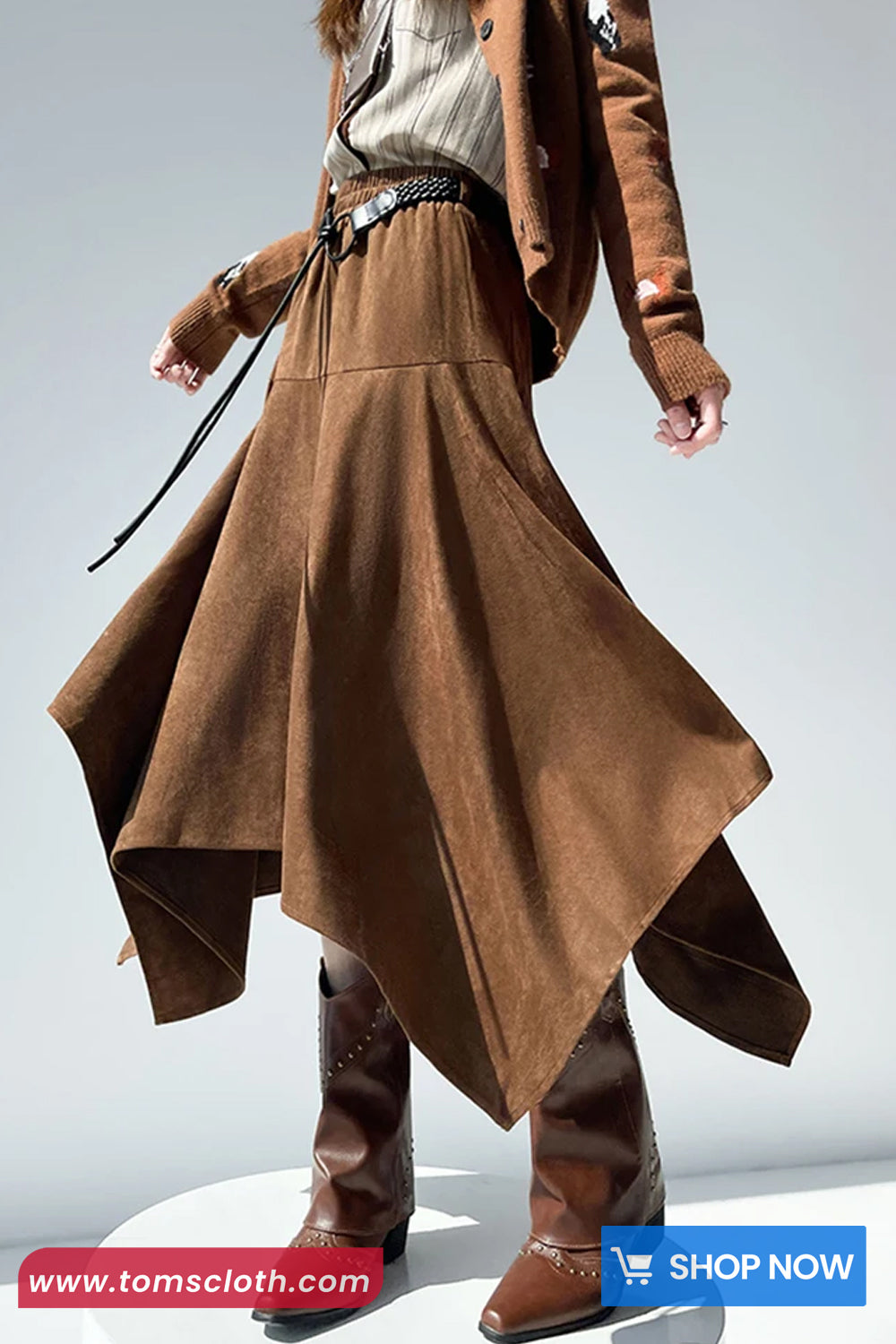 Loose Vintage Suede Irregular Skirts