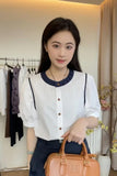 Short Sleeve O-Neck Retro Blouse Shirt