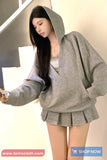 Loose V-Neck Casual Hooded Sweater