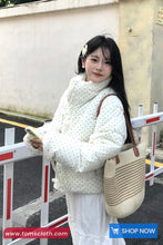 Retro Dots Pattern Corduroy Parkas Coat Jacket