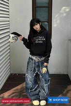 High Waist Star Tassel Embroidered Jeans Pants