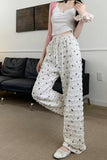 High Waist Cute Little Bow Pattern Long Pants