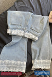 High Waist Retro Lace Patchwork Jeans Pants
