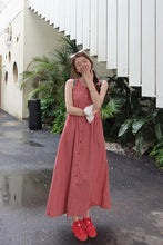 Sleeveless Red Plaid Elegant Long Dress