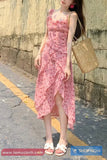 Sweet Floral Pattern Ruffles A-Line Dress