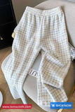 Vintage Elastic Waist Houndstooth Pattern Woolen Pants