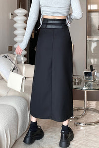 High Waist Double Belted Long Skirts