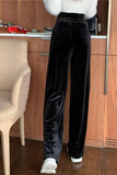 High Waist Loose Office Velvet Pants