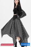 High Waist Loose A-Line Irregular Style Plaid Skirts