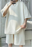 2 Piece Set Loose Casual Men Shirts With Shorts