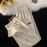 High Waist Side Striped Corduroy Sweatpants