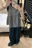 Loose Sleeveless Plaid Casual Blouse Shirt