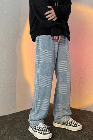 Loose Plaid Hip Hop Jeans Pants